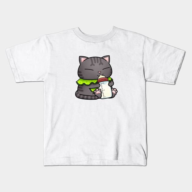 Cute Tabby Baby Cat Kids T-Shirt by Takeda_Art